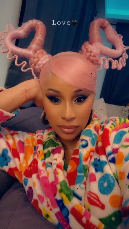Cardi B debuts pink heart-shaped pigtails while celebrating WAP's second  week at No. 1