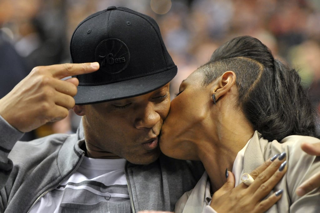 Will Smith and Jada Pinkett Smith shared a little smooch in May 2012 during a Philadelphia 76ers home game. Will Smith and Jada Pinkett Smith shared a little smooch in May 2012 during a Philadelphia 76ers home game.