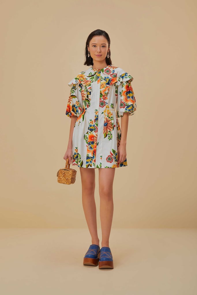 Farm Rio Off-White Delicate Garden Organic Cotton Mini Dress