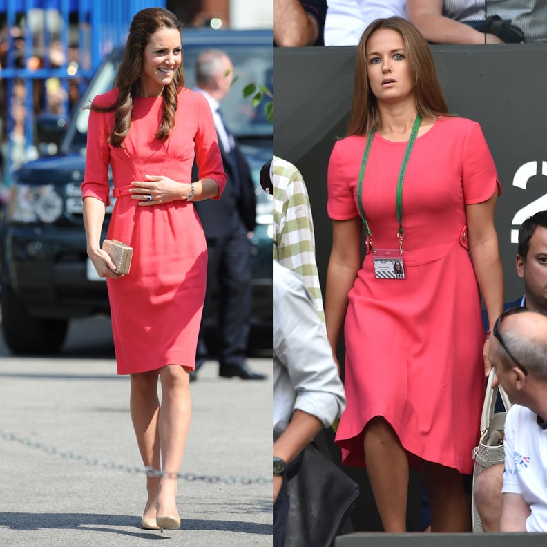 In a Bold Coral-Colored Dress