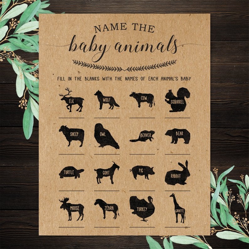 Name the Baby Animals Printable Game | 50 Easy-to-Print Baby Shower Games,  Because Being Pregnant Is Already Hard Enough | POPSUGAR Family Photo 18