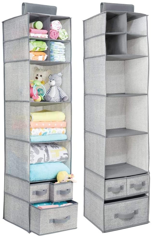 mDesign Soft Fabric Over Closet Rod Hanging Storage Organizer