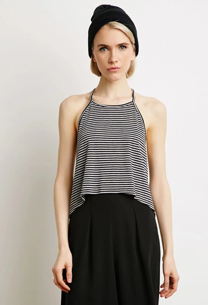 <product href="http://www.forever21.com/Product/Product.aspx?Br=F21&Category=top_crop-tees&ProductID=2000096207&VariantID=02&mr:trackingCode=67FD454A-5431-E511-80F6-0050569437F6&mr:referralID=NA&utm_source=cj&utm_medium=affiliate&utm_campaign=1909792&utm_content=2178999&utm_term=12227707">Forever Striped Halter Cami</product> ($11)</p>
