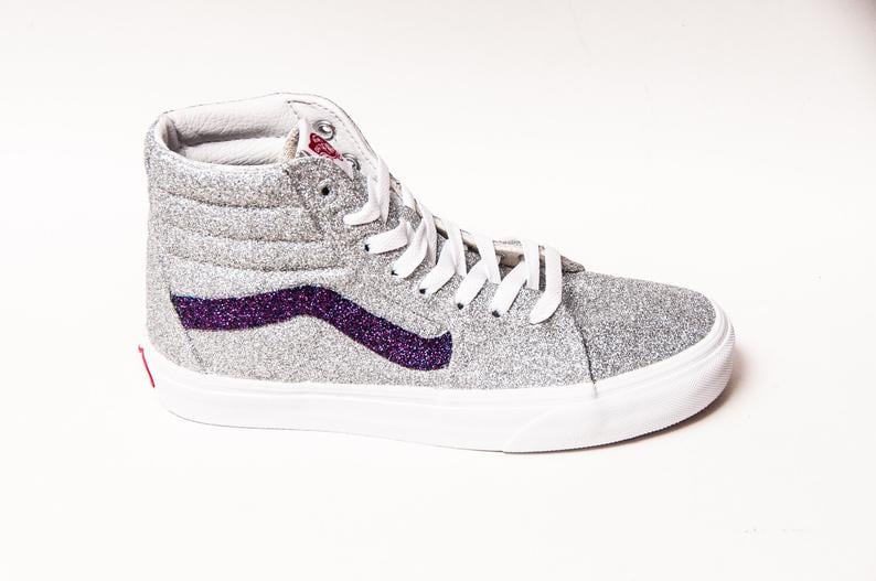 vans silver sequin shoes