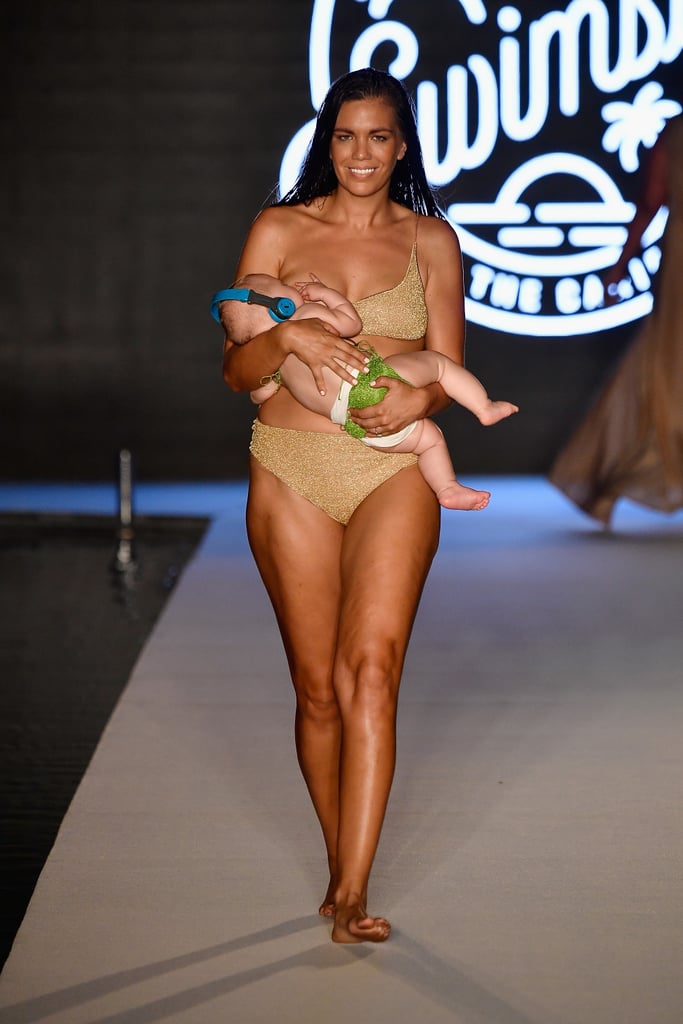 Model Breastfeeding at 2018 Sports Illustrated Swim Search