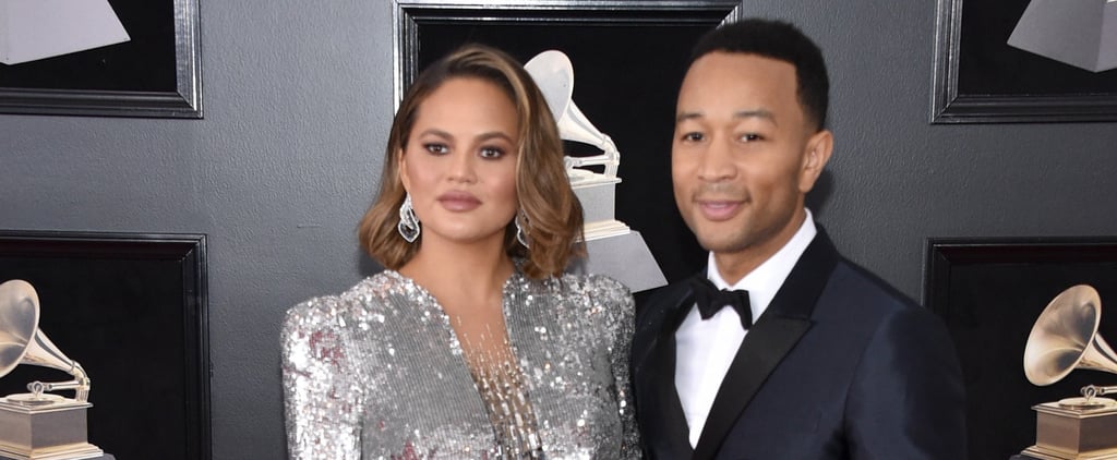 Chrissy Teigen Silver Dress at the Grammys 2018