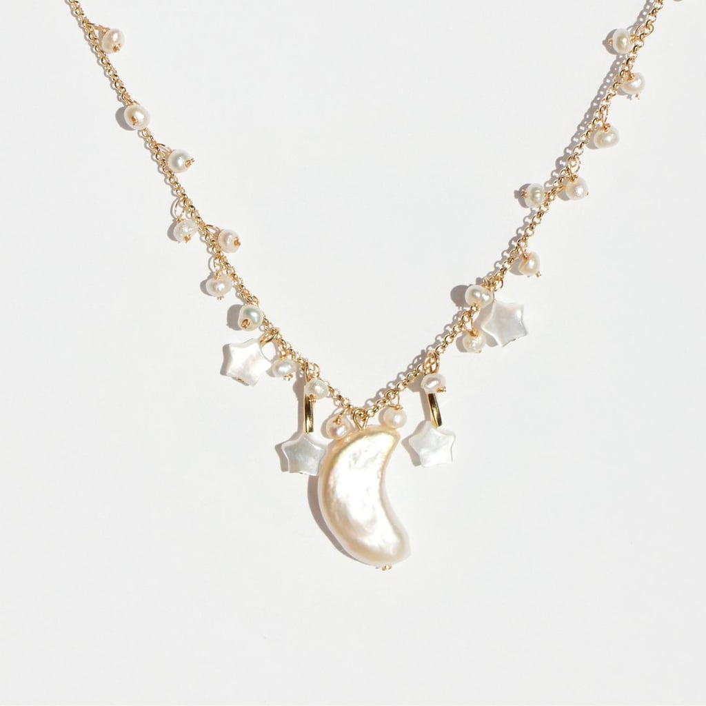 I'MMANY London Luna Freshwater Pearl Necklace with Moon & Star Charms