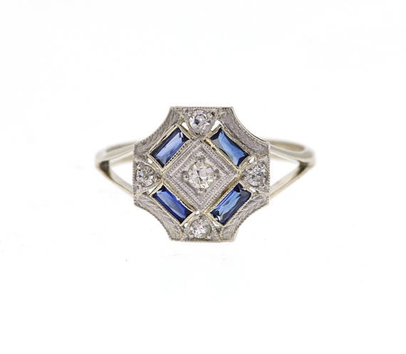 Vintage Art Deco Ring With Sapphire 