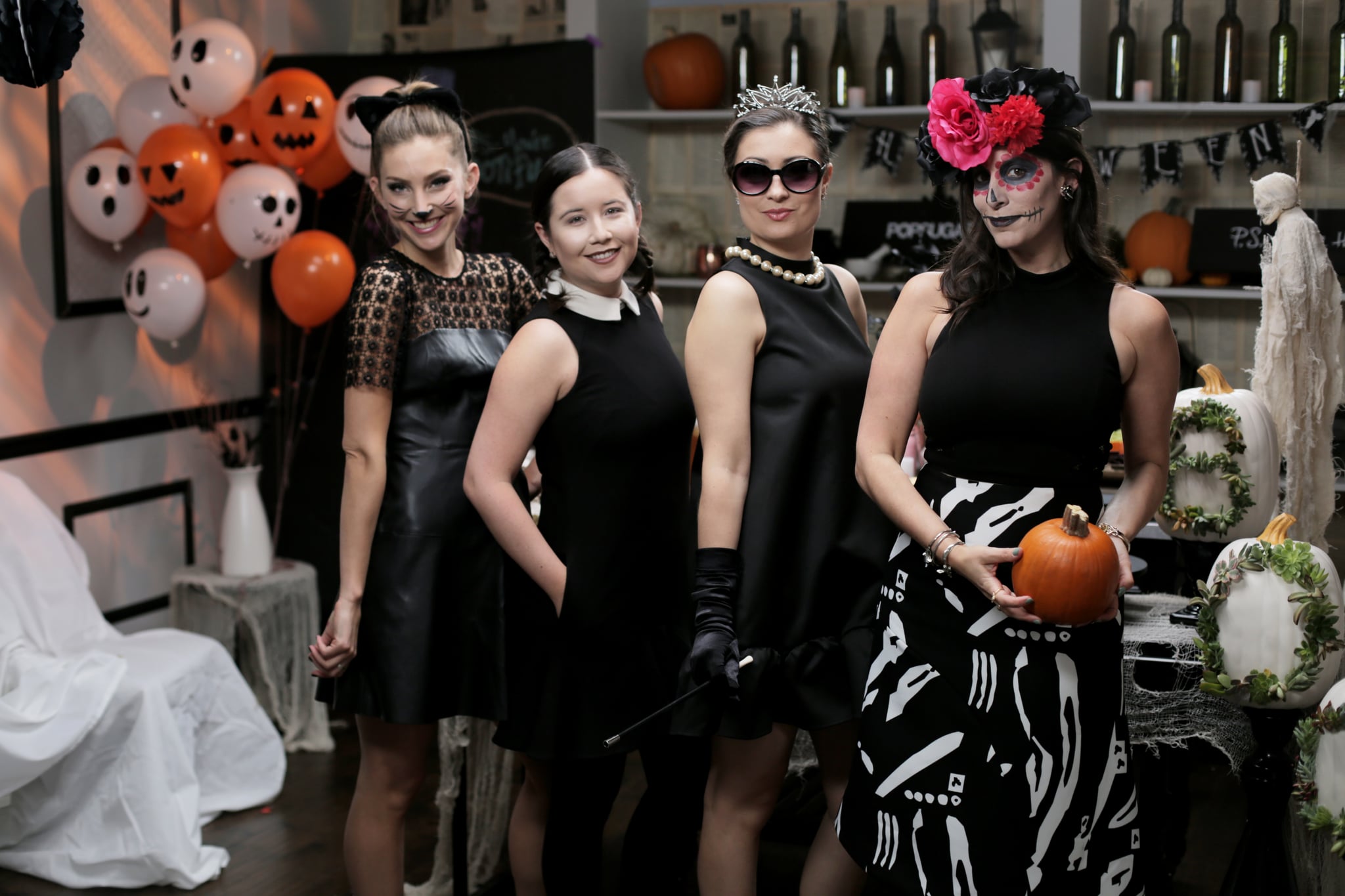 Cat Wednesday Addams Holly Golightly And Skeleton Easy Black