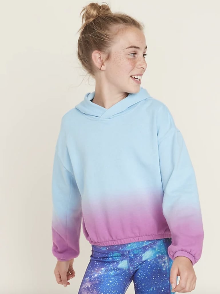 Dip-Dye Cinched-Hem Pullover Hoodie