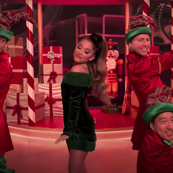 Ariana Grande's Green Velvet Dress in the "Oh Santa" Video