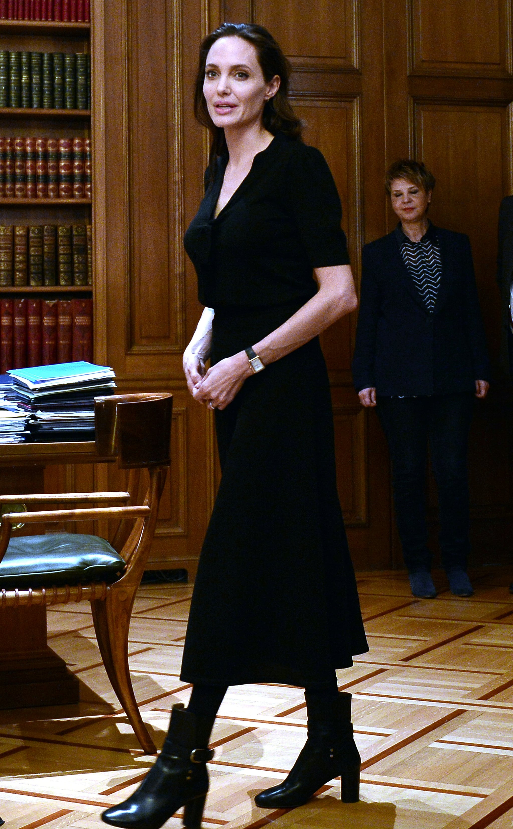 Angelina Jolie Wearing a Black Dress 
