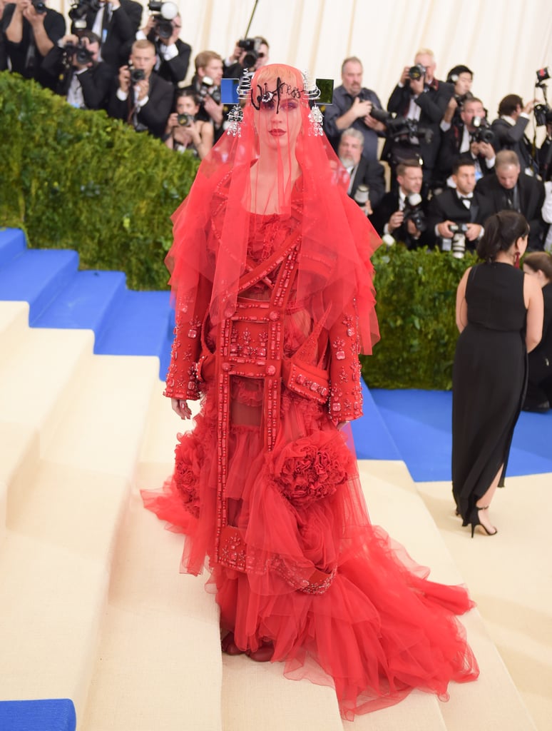 Katy attended the 2017 Met Gala wearing a custom Maison Margiela Artisanal ensemble by John Galliano. The theme was Rei Kawakubo/Commes des Garcons, and Katy was one of the cohosts for the year.