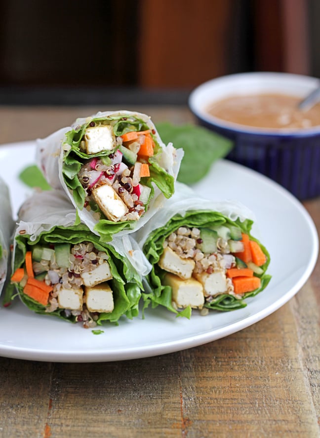 Tofu Quinoa Fresh Rolls With Easy Peanut Sauce | Vegetarian Wrap ...