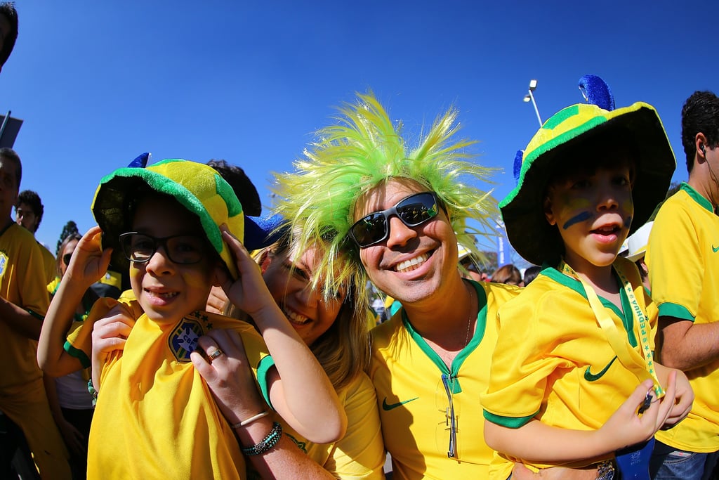 Brazil fans dressed up for the World Cup opening ceremony.