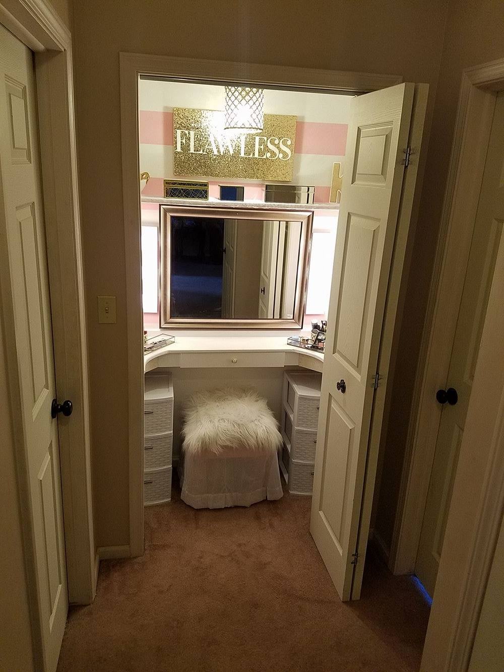 Husband Turns Spare Closet Into A Beautiful Vanity For His Nurse