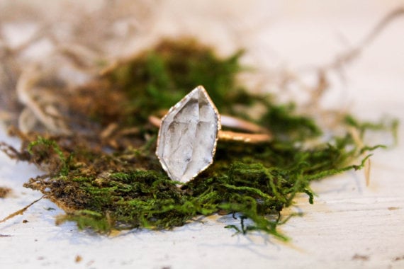 raw-stone ring from Herkimer Diamond
