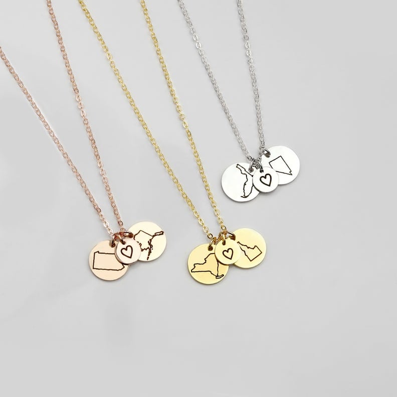 Personalized Long Distance Best Friend Necklace