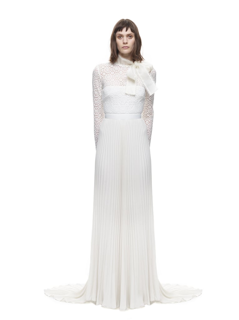 Long-Sleeve Pleated Lace Gown ($1,350)