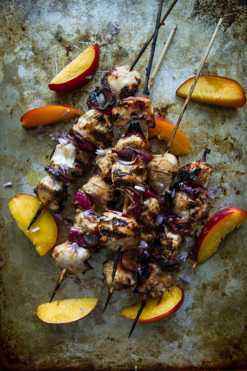 Grilled Nectarine Balsamic Chicken Skewers