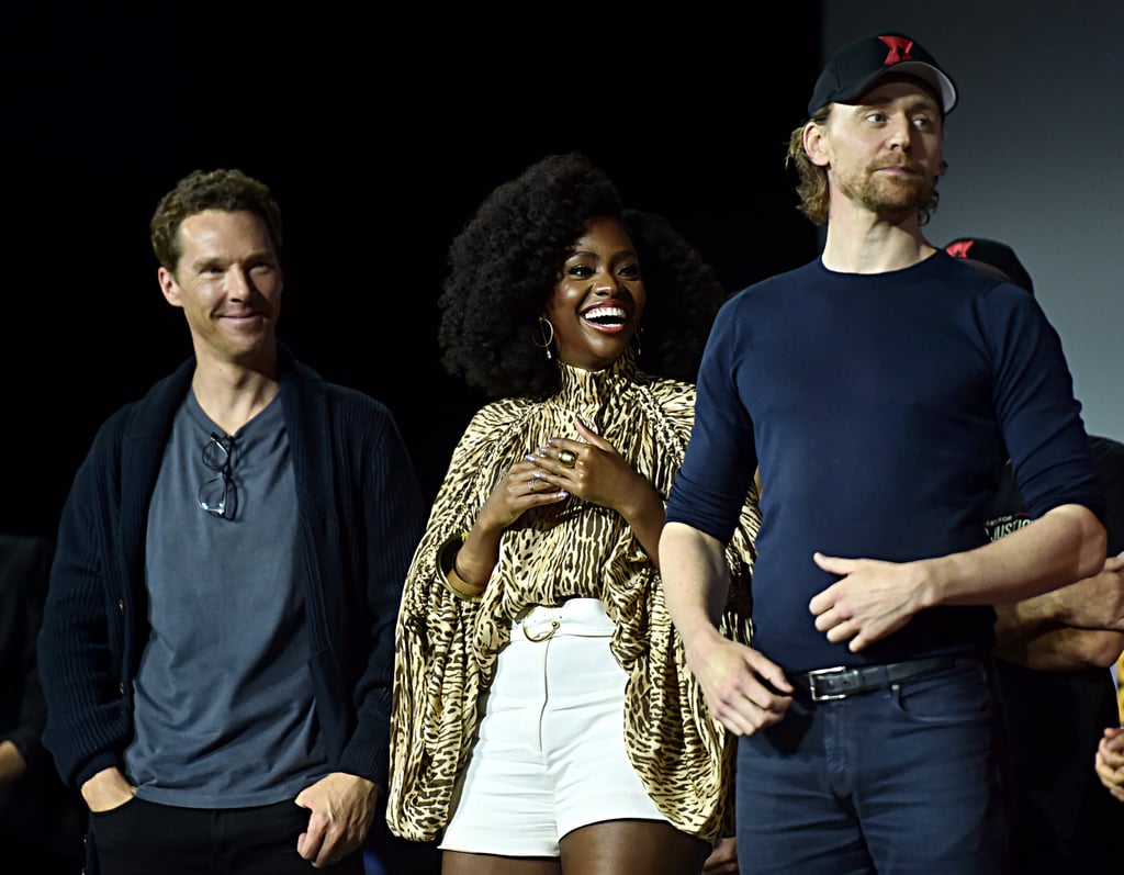 Pictured: Benedict Cumberbatch, Teyonah Parris, and Tom Hiddleston at San Diego Comic-Con.