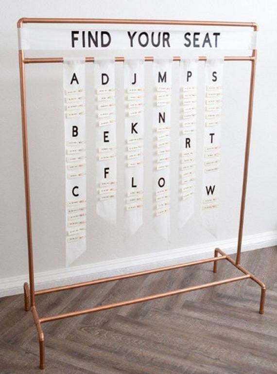 Custom Copper Wedding Seating Chart Rod