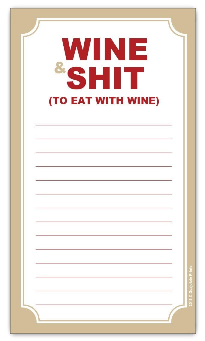 Wine and Sh*t Funny Magnetic Grocery List