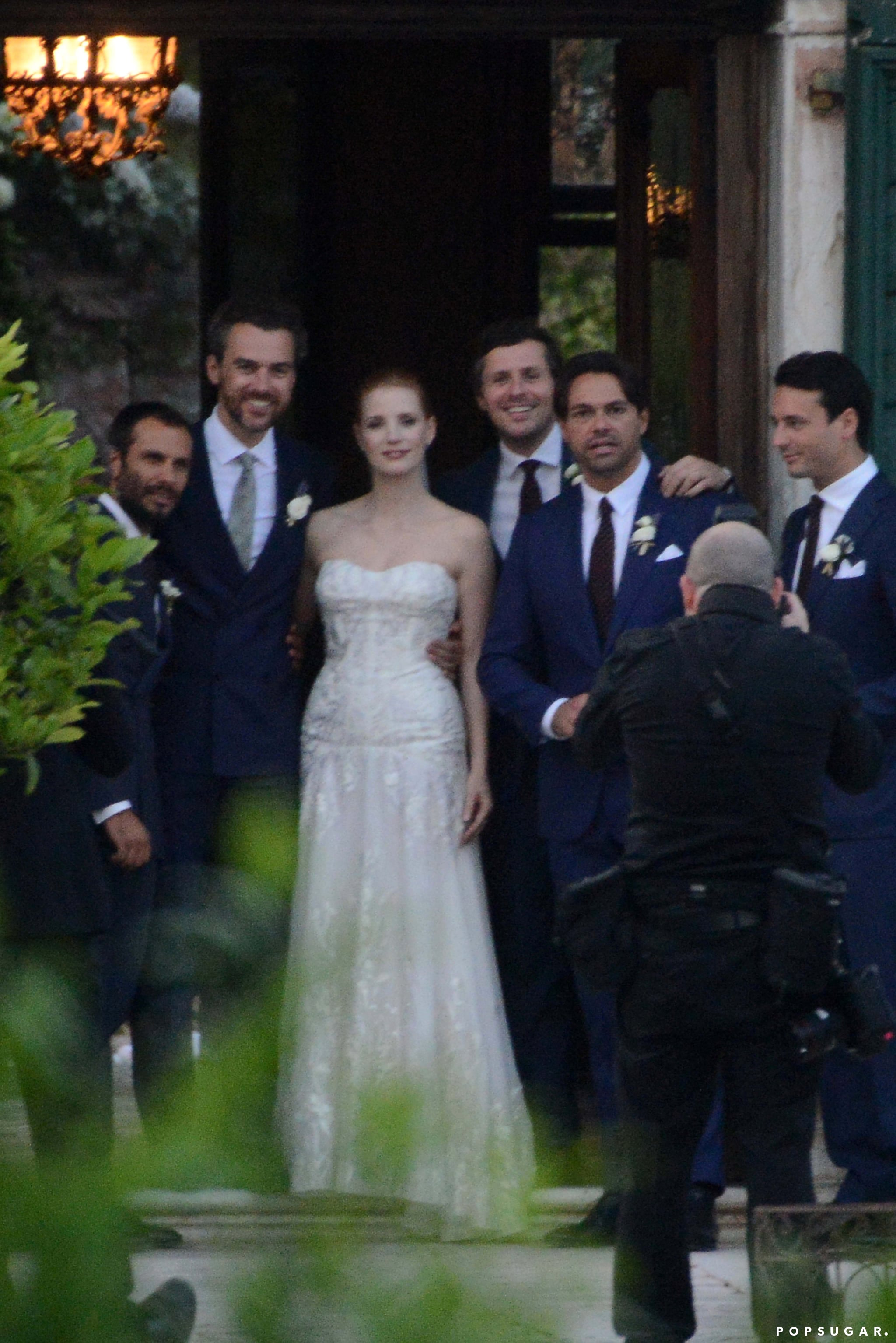 Jessica Chastain Married Gian Luca Passi In An Italian Ceremony Jessica Chastain S Strapless Wedding Dress Is The Stuff Of Minimalist Dreams Popsugar Fashion Photo 2