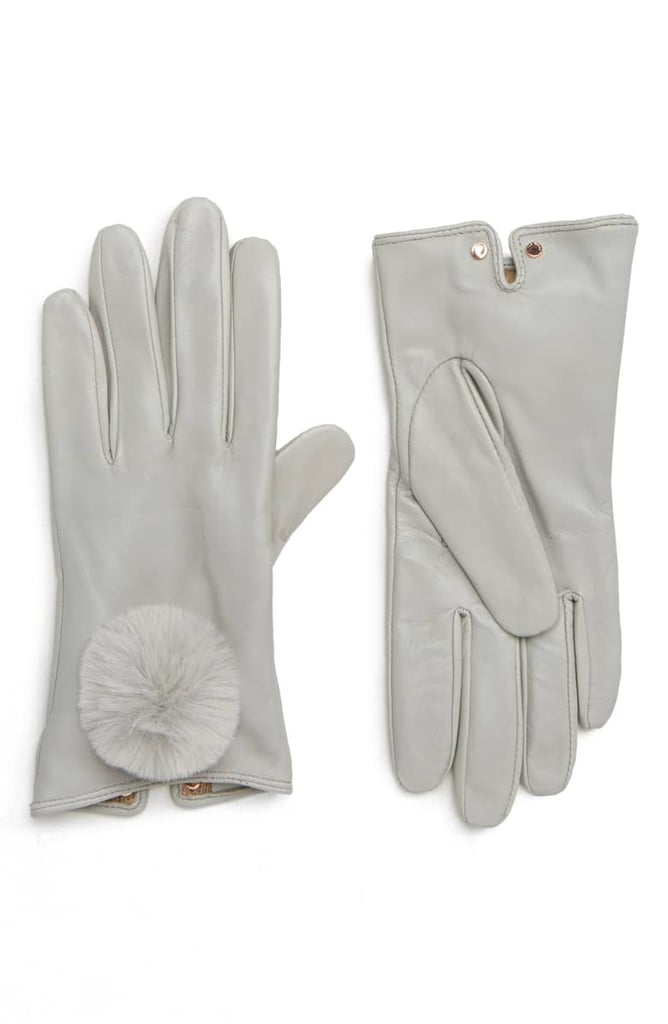 Ted Baker London Pom Leather Touchscreen Gloves