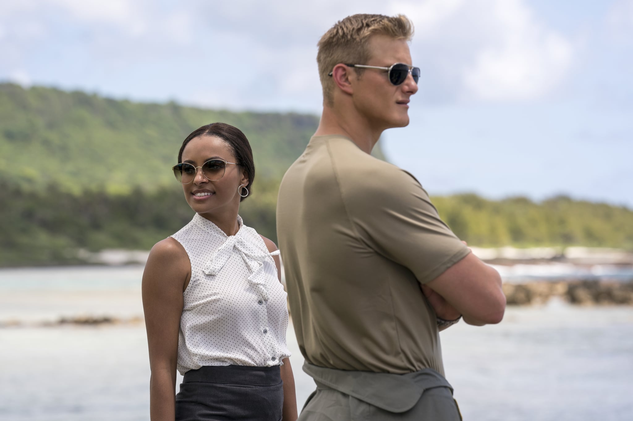 Operation Christmas Drop. Kat Graham as Erica, Alexander Ludwig as Andrew in Operation Christmas Drop. Cr. Ricardo Hubbs//NETFLIX © 2020