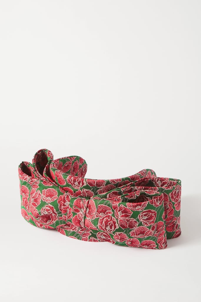 Prudence Millinery Bow-Detailed Metallic Floral-Brocade Headband