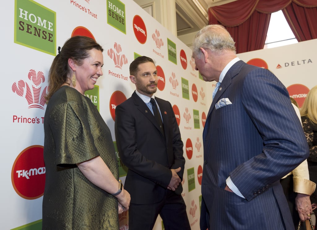 Tom with Olivia Colman and Prince Charles.