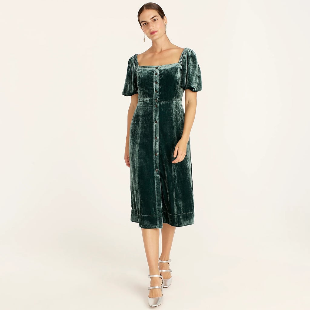 A Velvety Pick: Puff-sleeve Velvet Dress