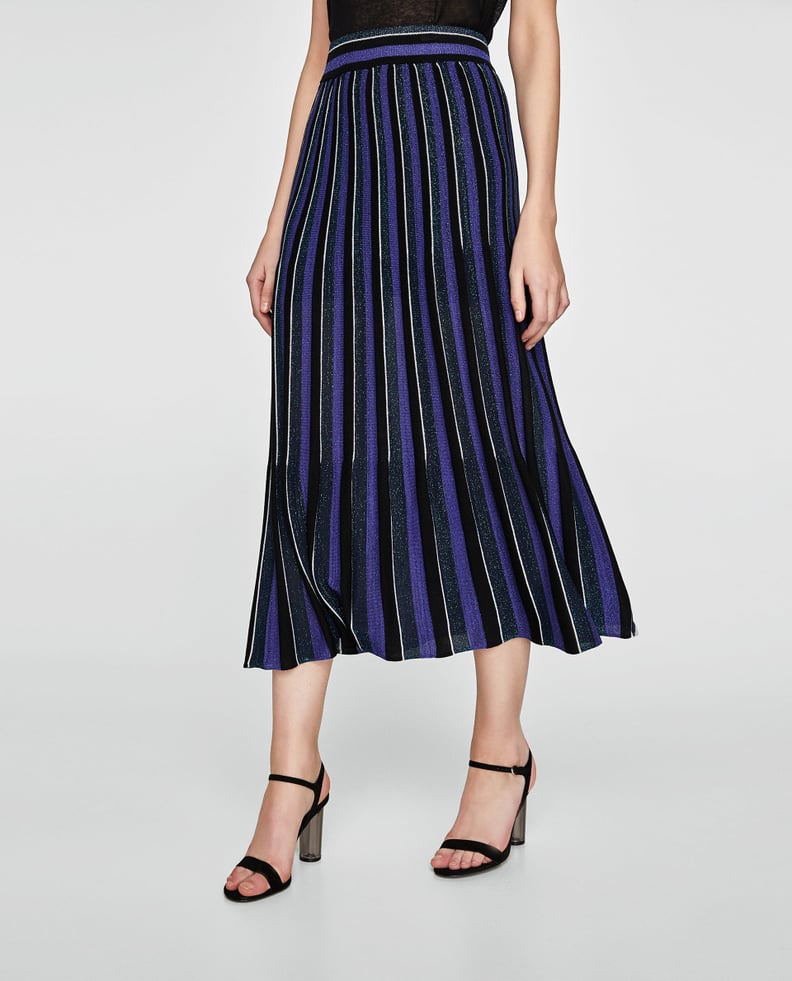 Zara Long Striped Shimmery Skirt