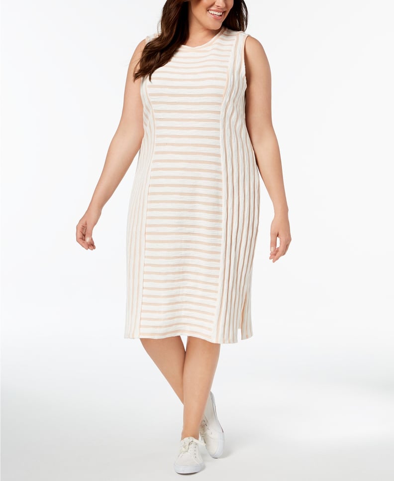 525 America Textured-Stripe Midi Dress