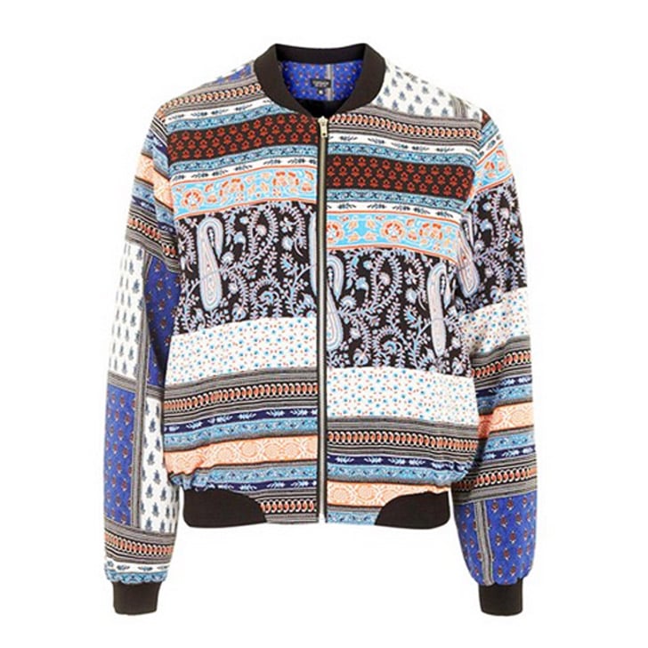 Topshop Scarf Print Bomber Jacket ($105) | Jackets Every Woman Needs ...