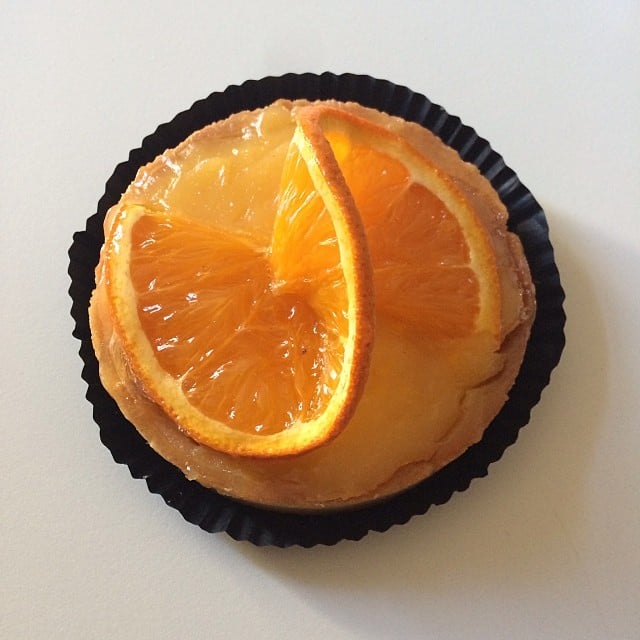 This orange tart from a boulangerie down the street from our apartment was almost too pretty to eat. That didn't stop us, however.