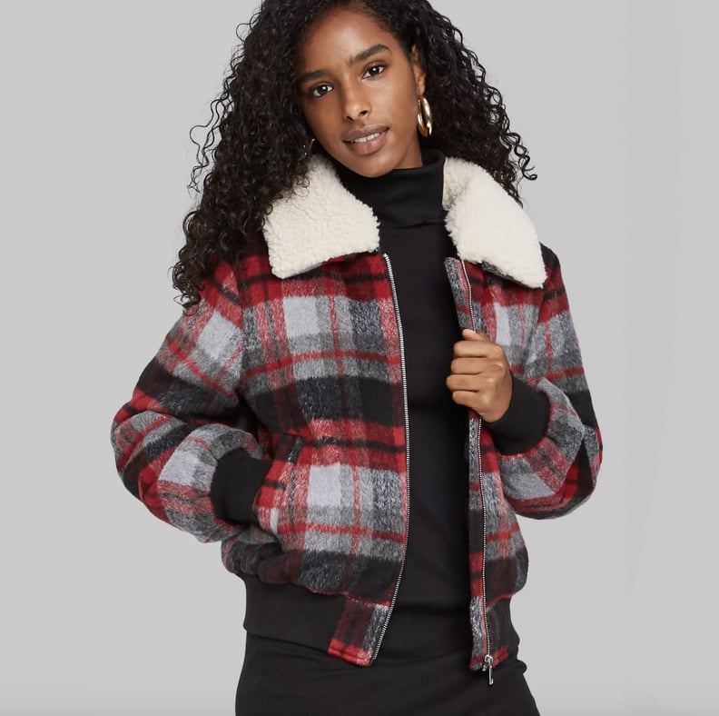 Wild Fable Women's Plaid Bomber Jacket