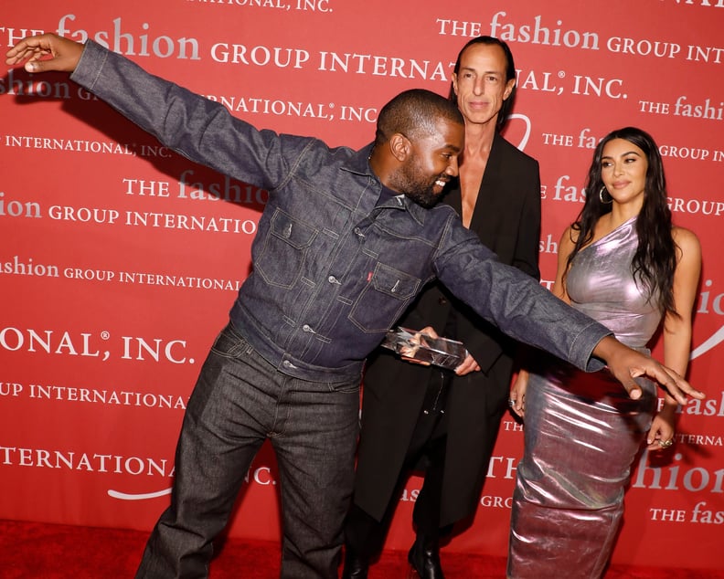 Kim Kardashian Wearing an Iridescent Dress With Kanye West at FGI's 2019 Night of Stars