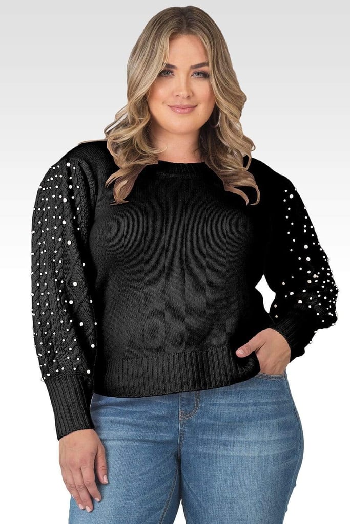 Standards & Practices Dolly Pearl Sleeve Cable Knit Sweater