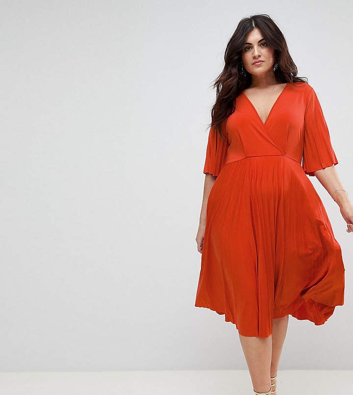 Victoria Beckham Tan Pleated Dress in Paris POPSUGAR Fashion