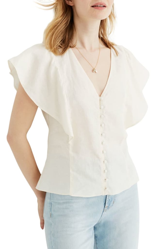 Madewell Carmelina Flutter Sleeve Linen Top