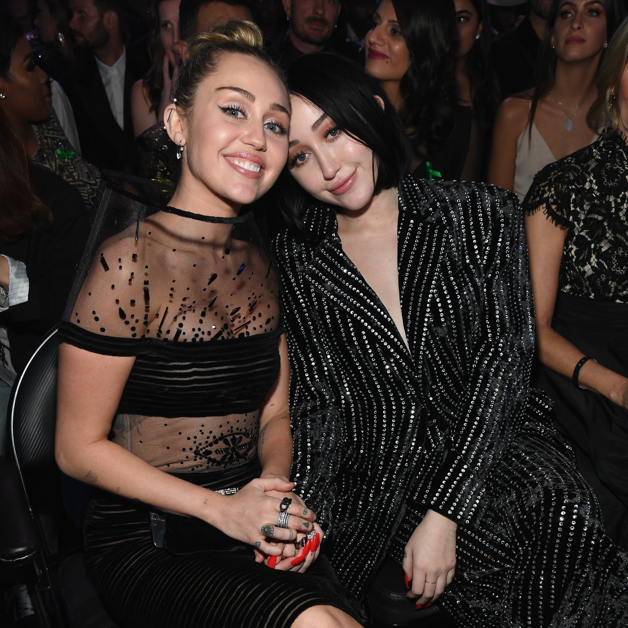 LOS ANGELES, CA - FEBRUARY 10:  Miley Cyrus (L) and Noah Cyrus pose during the 61st Annual GRAMMY Awards at Staples Centre on February 10, 2019 in Los Angeles, California.  (Photo by Kevin Mazur/Getty Images for The Recording Academy)