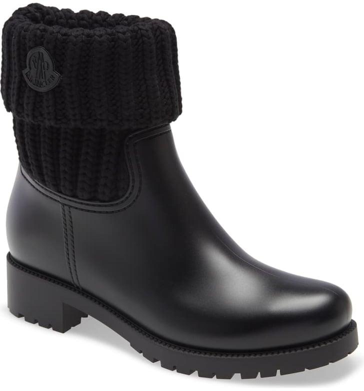 ginette knit cuff leather rain boot