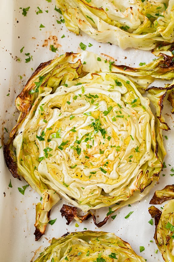 garlic roasted cabbage wedges