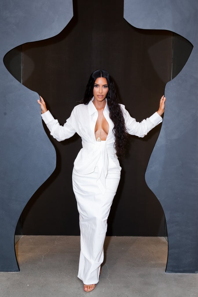 Kim Kardashian's White Shirt and Skirt June 2018