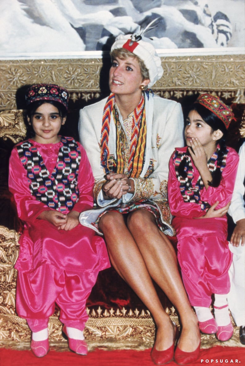 Princess Diana Wearing Traditional Chitrali Hat in Pakistan