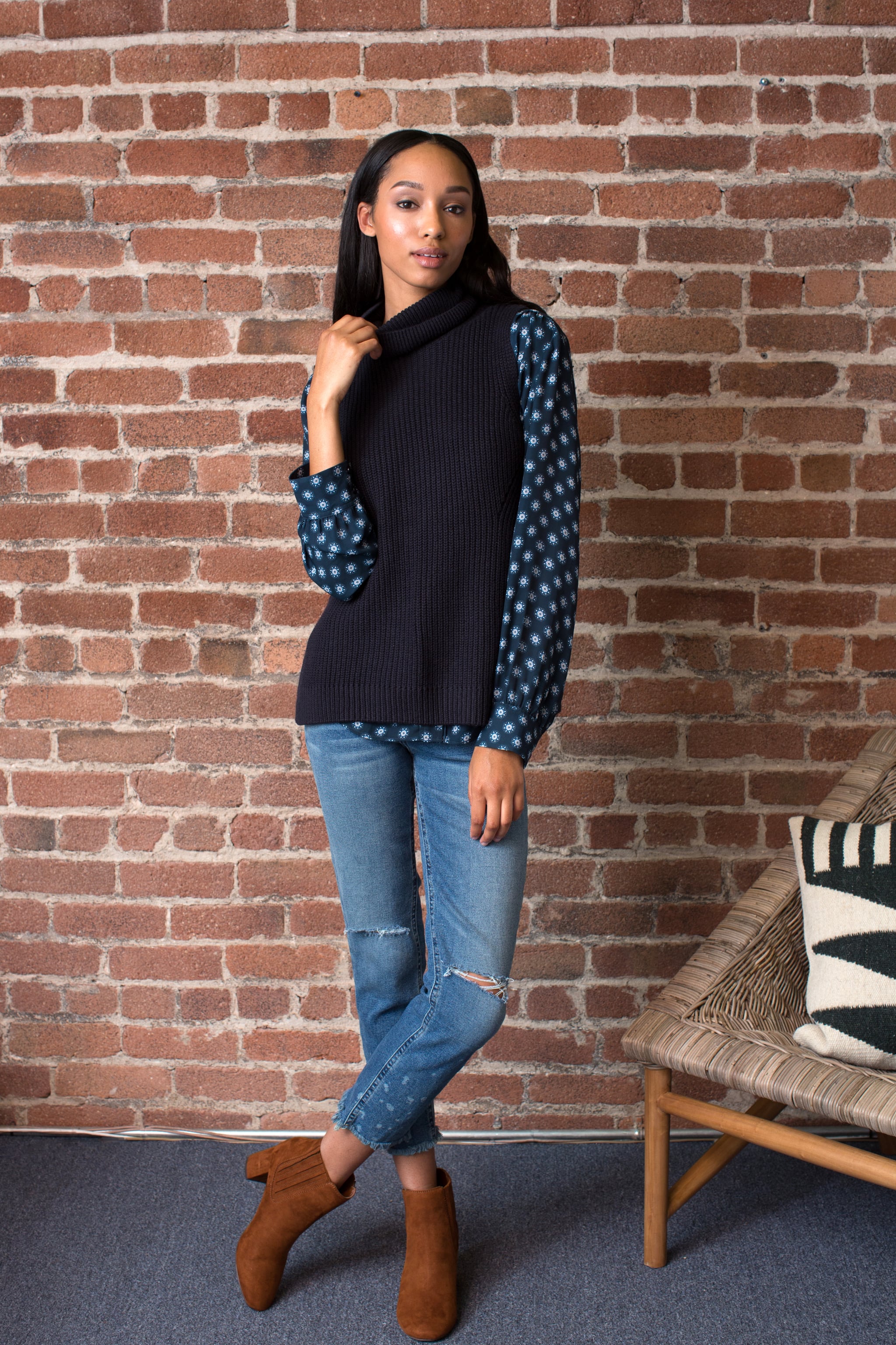 layered sweater blouse