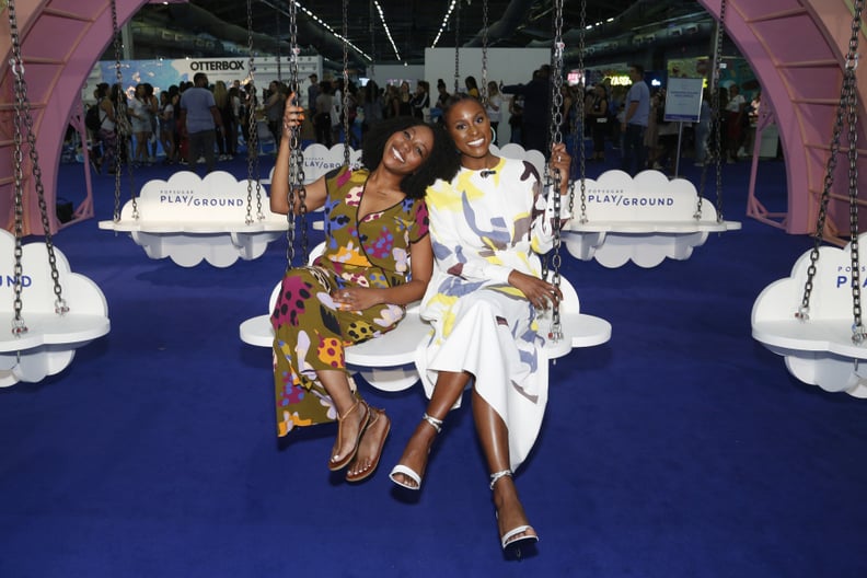 NEW YORK, NEW YORK - JUNE 23: (L-R) Amy Aniobi and Issa Rae attend the POPSUGAR Play/Ground at Pier 94 on June 23, 2019 in New York City. (Photo by Lars Niki/Getty Images for POPSUGAR and Reed Exhibitions )