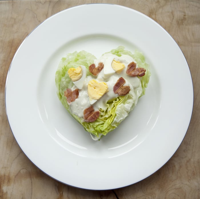 Heart-Shaped Wedge Salad With Bacon Hearts